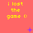 Yellow text reads 'i lost the game :' on coral background with scattered blue pixel symbols. Animation changes include shifting star and dot positions across frames.