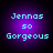 Four identical purple circular icons with cyan text reading "Jennas so Gorgeous" arranged in a on black background