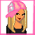 Pixel art of a blonde character in black top and pink pants with a pink cap, shown across six including full-body, torso, legs, head, and text