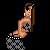 Pixelated image of a woman in a revealing pose with long brown hair, wearing a gray patterned skirt and holding a gray object, next to text reading SHAKE WATCHU GOT IN DEN JEANS.