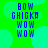 Blue pixelated text on a green background with cyan circles; four identical arranged in a