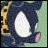 Pixelated anime-style character with dark blue hair and white face, pink ear, yellow hair accessory, green background, and silver text 'AnimeIM' and 'com' on black background.