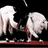 Animated sequence of a rider on a white horse performing a rearing motion against a black background with a red base.