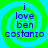 Four identical display blue text on a green and cyan spiral background with no visible animation changes