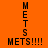 four with orange, purple, blue, and purple backgrounds displaying vertical and horizontal text reading METS and METS!!!!