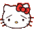 Pixelated Hello Kitty head with red bow, showing three sequential expressions: neutral eyes, closed eyes with tears, and fully closed eyes with larger tears.
