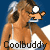 Pixelated animated buddy icon showing a woman in white bikini top with angel wings and sunglasses, two frames of motion sequence on blue background.