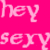 A 50x50 pixel animated buddy icon featuring a pink cartoon panther on the right and bold pink text on the left, with visible animation frames showing subtle mouth movement.