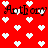 Red background with white pixelated hearts and repeated black text 'Anthony' in a stylized font.