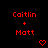 Red text 'Caitlin + Matt' on black background with heart and arrow symbols changing across frames.