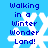 Blue background with white snowflakes and blue text reading "Walking in a Winter Wonder Land!" arranged in four identical