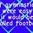 Blue background with light blue diamond pattern overlaid by repeated white pixelated text reading "gymnastif were easy it would beit would be called footballled footb"
