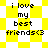 Yellow and white pixelated background with black text reading 'i love my best friends<3' in four identical arrangements.