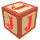 16 identical red and beige toy blocks with a large red 'J' on each visible face, arranged in four against a gray background