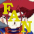 Yellow 'FAN' text overlays a pixelated character with red hair and blue clothing against a red background.