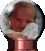 Three snow globe-style icons with children's faces, each with distinct base colors and background hues.