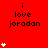 Red background with repeated 'i love jordan' text and white heart symbols in a pattern, some hearts animate to increase or decrease in number