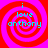 Four identical pixelated spiral patterns with red and magenta concentric rings, each containing cyan text reading "i love anthony" in lowercase.