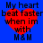 Red heart-shaped icon with black text 'My heart beat faster when im with H&M' on blue background, four identical frames in