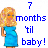Pixelated 48x48 AIM buddy icon showing a pregnant woman in blue dress with blonde hair and text reading '7 months til baby!' on white background.
