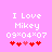 Pixelated text on pink background with red hearts, showing two animation frames where heart positions shift left to right.
