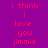 Purple background with red pixelated text 'i think i love you jimmie' arranged in a , where specific and shift positions across frames