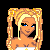 Pixel art buddy icon featuring a blonde woman with blue eyes in a yellow frame, text "Sweet n Southern" and "Georgia Peach" on black background with gray transparency area.