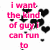 Pink text phrases on white background with black heart symbols scattered throughout, some hearts partially obscured by text.