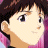 Pixelated anime-style character with brown hair and pink clothing, shown in two side-profile views against a black background.