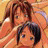 A 48x48 pixel animated contact sheet showing two frames of a Love Hina-themed AIM buddy icon with anime-style characters and text on black background.
