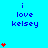 Blue background with repeated 'i love kelsey' text and red heart symbols in varying quantities across three