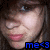 Pixelated close-up of a person's face with closed eyes and pink lips, featuring blue text 'mex3' at bottom right.