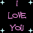Black background with light blue stars and pink text reading "I LOVE YOU" arranged in a pattern
