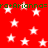 Red background with white stars and green text reading 'ka+Arianna=ka+Arianna=' repeated horizontally.