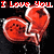 Animated red heart-shaped speech bubbles with white outlines on black background, text changes across frames.