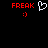 Red text 'FREAK' appears twice on black background with a white pixelated heart and red smiley face below each text block.