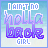 four and four displays a static image with text 'I AIN'T NO HOLLABACK GIRL' in purple gradient lettering on a light blue background