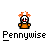 Pixel art character with orange hair and red eyes in an orange shirt, shown across with changing speech bubbles