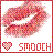 Pixelated 48x48 static icon featuring a pink lip kiss mark with white teeth, red heart symbol, and "SMOOCH" text on white background with red border.