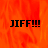 A static image with orange flame-like background and three instances of black text reading "JIFF!!!" in different positions.