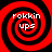 Four identical red and black spiral patterns arranged in a , each containing white text reading 'rokkim ups' with the word 'ups' positioned below 'rokkim'