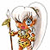 Pixelated character with orange-brown skin, blue eyes, and white hair holding a staff with a yellow flag, standing against a white background.