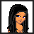 A 4x3 contact sheet of pixel art frames showing a cartoon woman with long black hair and blue eyes in various poses, alongside text fragments forming the phrase "You're Only Piece of the Puzzle that I'm Missin".
