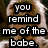 six showing a person with light brown hair and a brown top, each with overlaid text in a bold, pixelated font