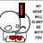 Animated icon shows two cartoon characters with red bow ties, one holding a black rectangle with red vertical bar; later frames show gray character with closed eyes and 'love' text.