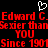 Red pixelated text on black background with white heart symbol above, repeating 'Edward C. Edward C.' and 'Sexier than Sexier than' phrases.