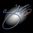 Pixelated static icon of a glowing spherical object with blue wireframe-like structures against black background.