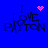 Blue background with pixelated text "I LOVE PAYTON" and four distinct pink pixel art symbols in different positions.