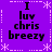 Purple background with white dotted lines and asterisk shapes forming a , displaying four identical text blocks reading "I luv chris breezy" in black pixelated font