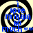 Blue text reading "I love mika so much" arranged in a spiral over black and white concentric circles with pixelated edges.